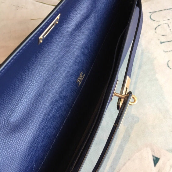 💙 In Stock! Kelly Cut 31 Clutch – Royal Blue Epsom Leather, Premium Craftsmanship, Chic Evening Bag ✨