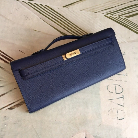 💙 In Stock! Kelly Cut 31 Clutch – Royal Blue Epsom Leather, Premium Craftsmanship, Chic Evening Bag ✨
