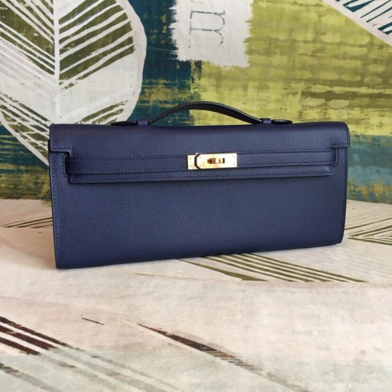 💙 In Stock! Kelly Cut 31 Clutch – Royal Blue Epsom Leather, Premium Craftsmanship, Chic Evening Bag ✨