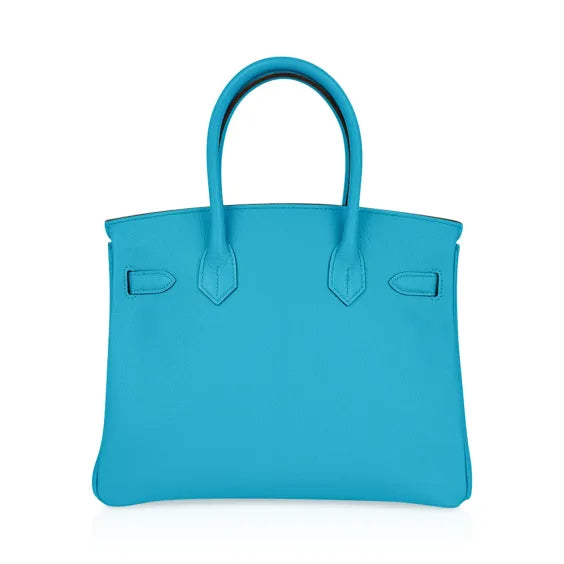Birkin 30 Bleu Aztec Bag Chevre Leather with Gold Hardware