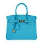 Birkin 30 Bleu Aztec Bag Chevre Leather with Gold Hardware